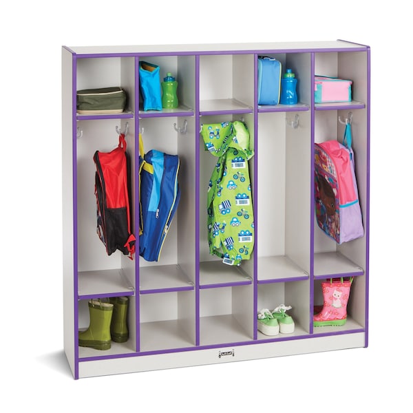 Jonti-Craft Rainbow Accents 5 Section Coat Locker, Purple 2681JCWW004 - main